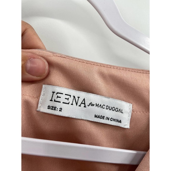 Ieena for Mac Duggal Blush Pink 55358 Dramatic Flowy Sleeve V-Neck Formal Dress - Picture 6 of 7